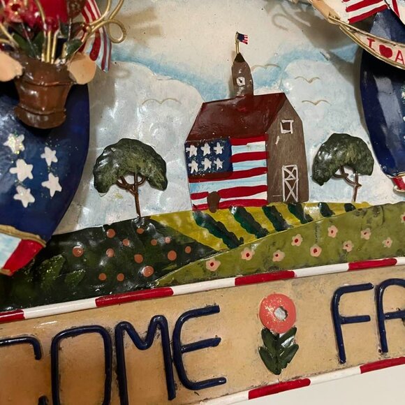 Americana Toleware 3D Patriotic Folk Art Tin Sign/ Wall Decor - Picture 15 of 16